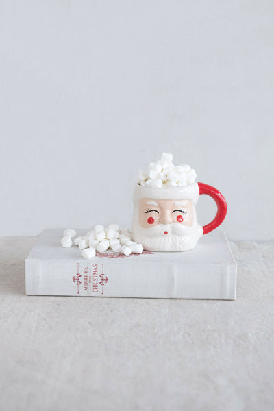 12 oz. Hand-Painted Stoneware Santa Mug