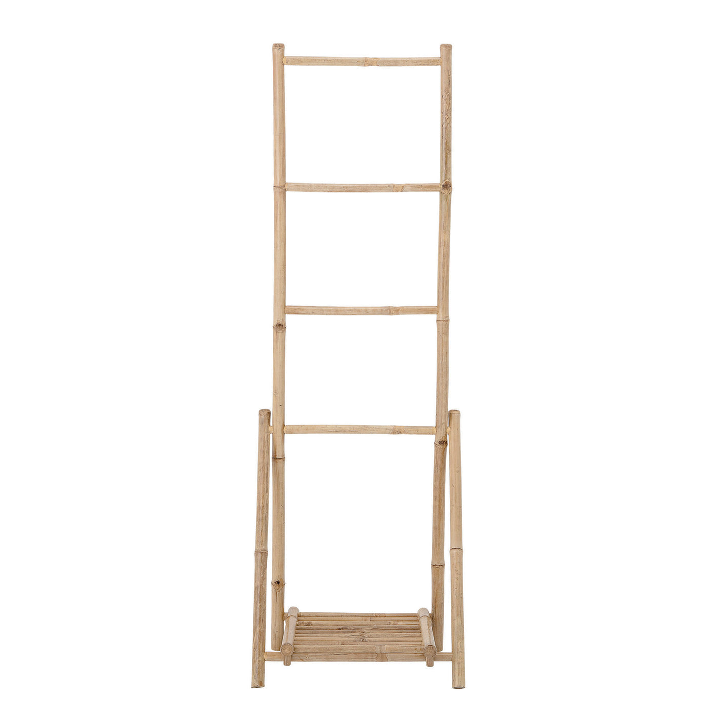 Bamboo Folding Ladder with Bottom Shelf