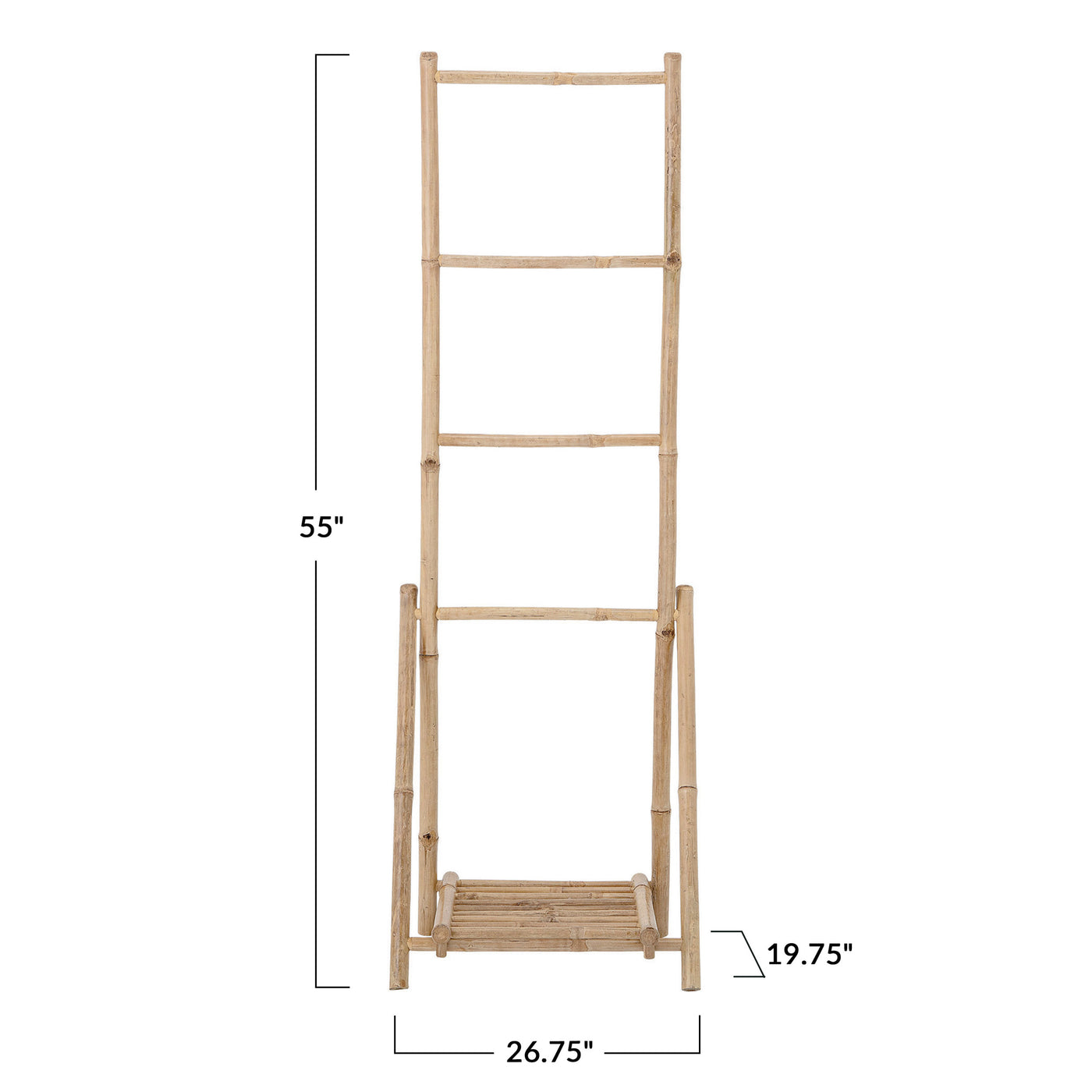 Bamboo Folding Ladder with Bottom Shelf