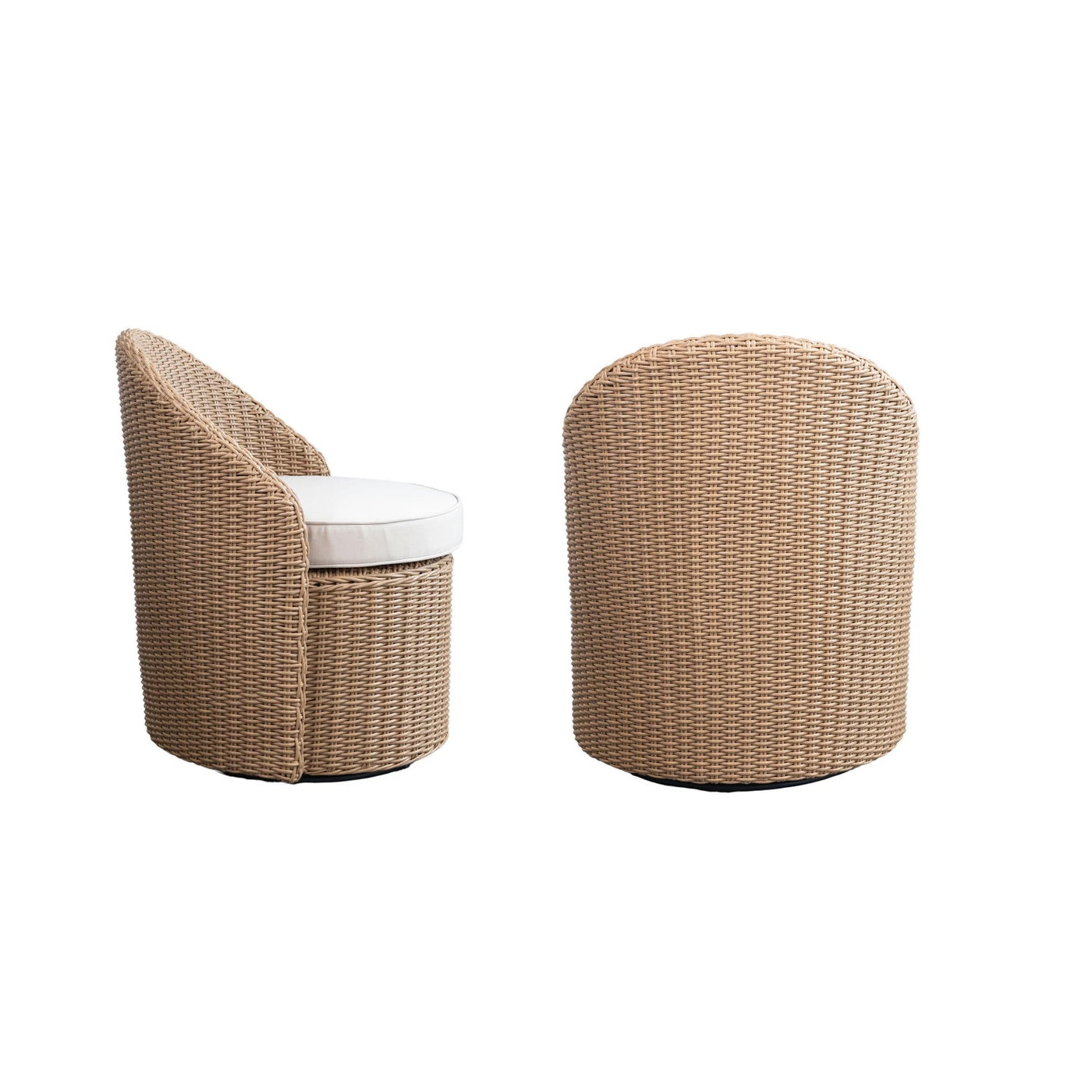 Wicker Swivel Chairs with Storage Table, Set of 3