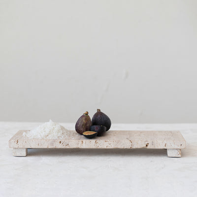 Travertine Footed Serving Board, Beige