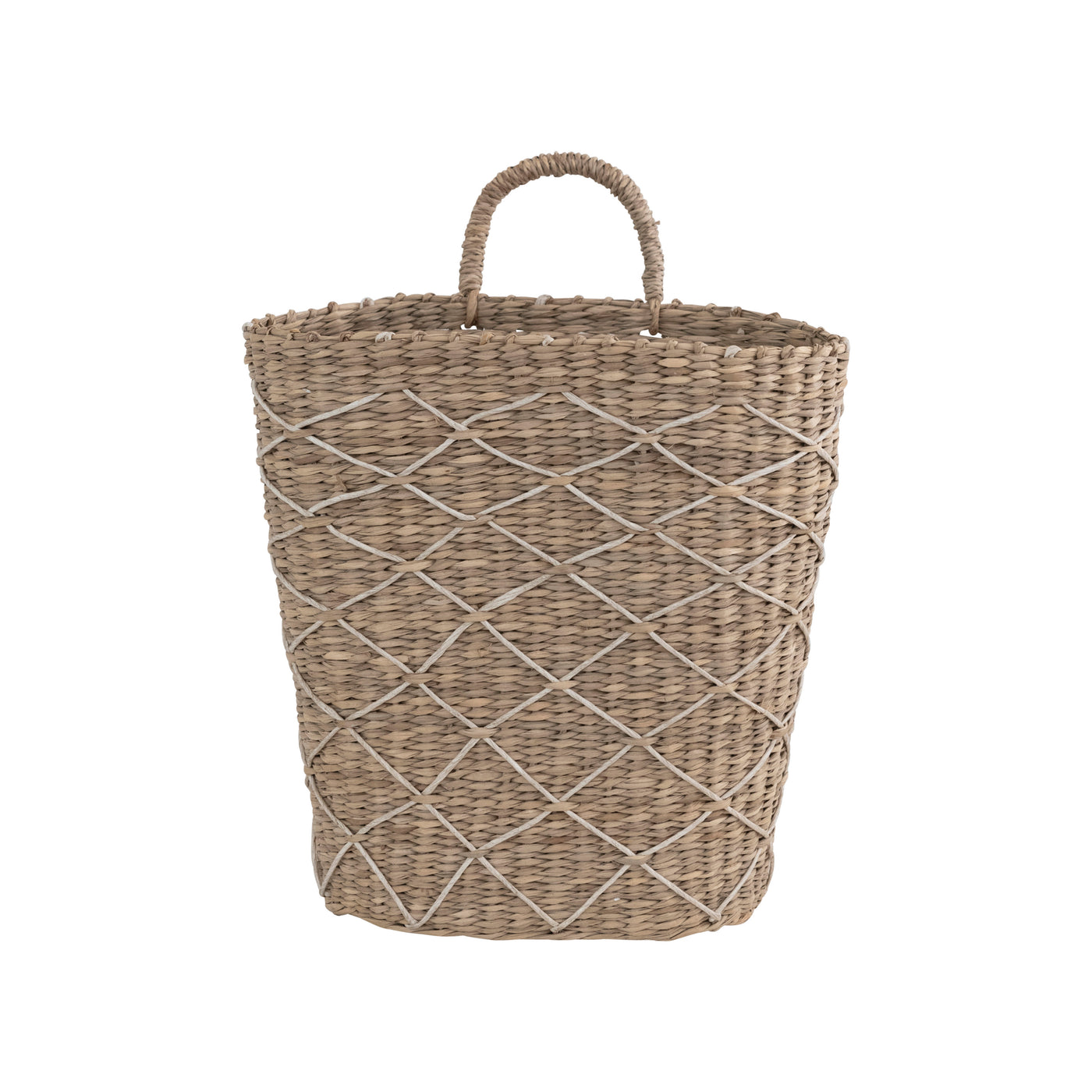 Hand-Woven Seagrass Wall Basket with Handle