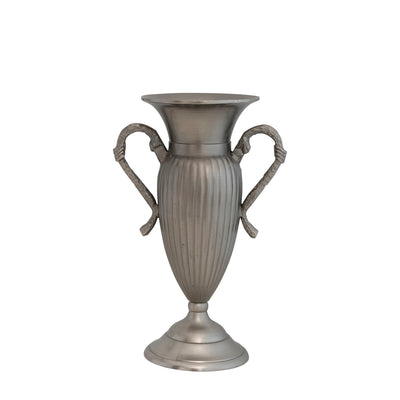 Cast Aluminum Vase w/ Handles, Antique Pewter