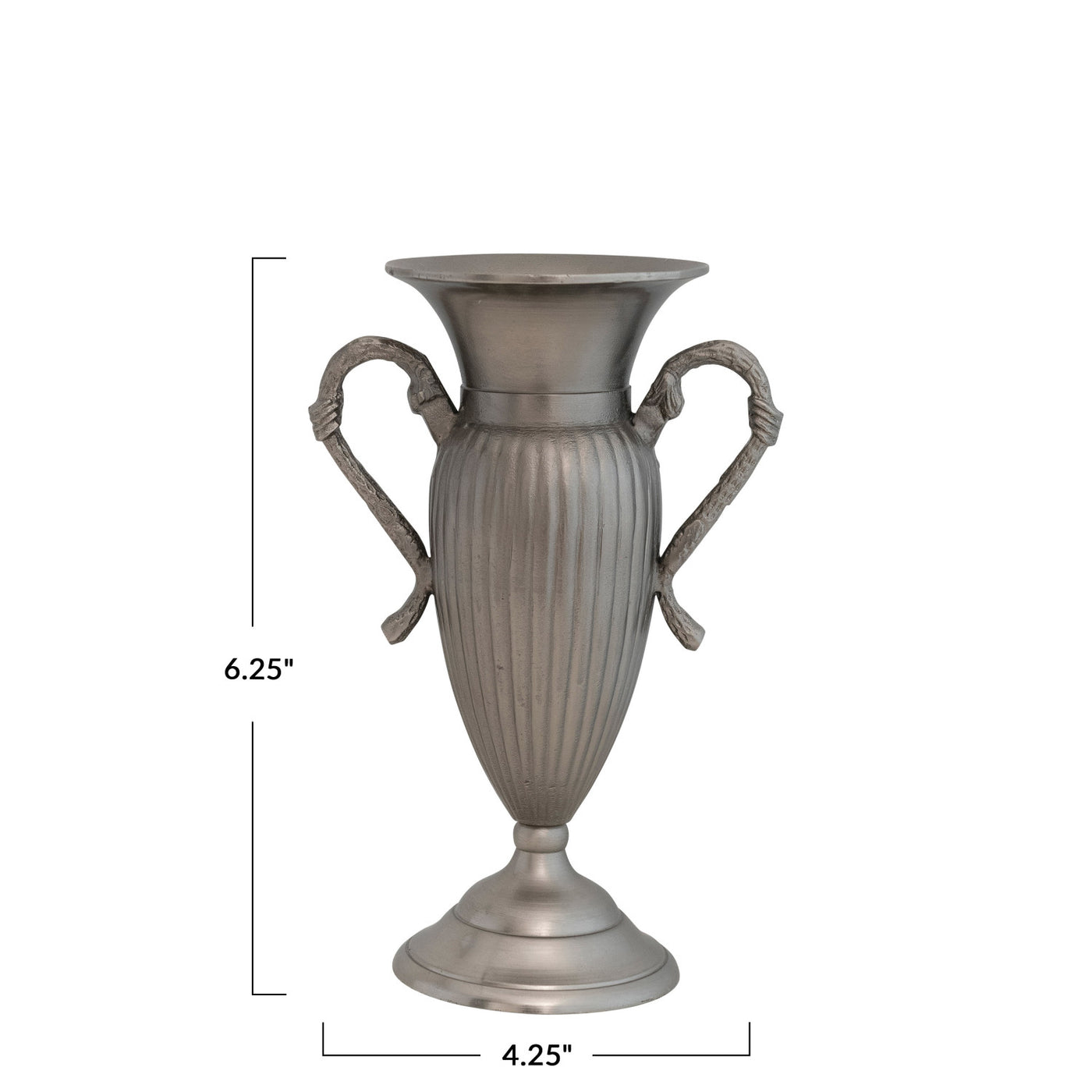 Cast Aluminum Vase w/ Handles, Antique Pewter