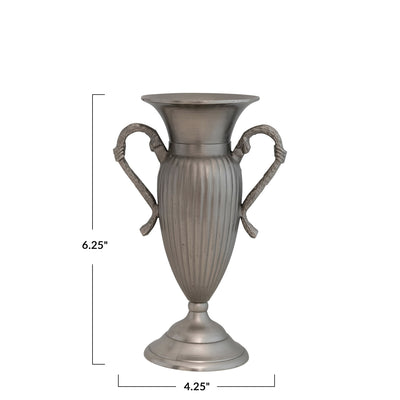 Cast Aluminum Vase w/ Handles, Antique Pewter