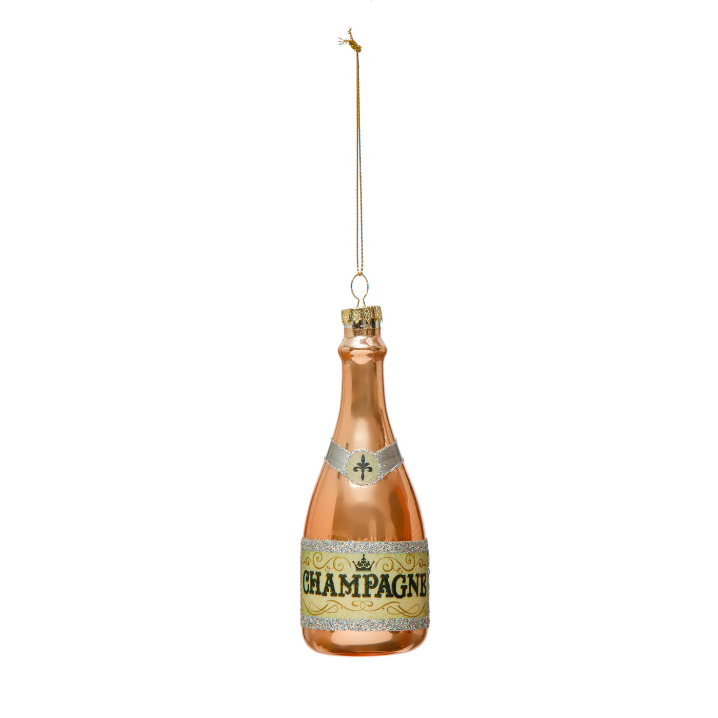 Glass Champagne Bottle Ornament