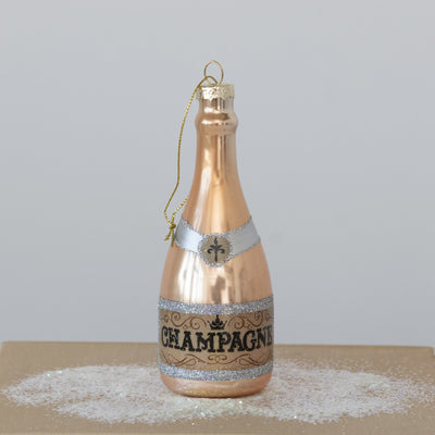 Glass Champagne Bottle Ornament