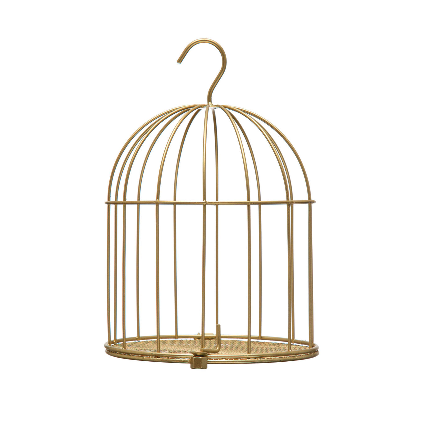 8-1/2"H Metal Bird Cage Ornament, Gold