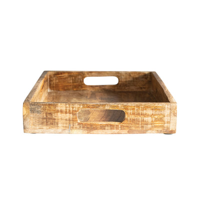 Decorative Mango Wood Tray w/ Botanicals