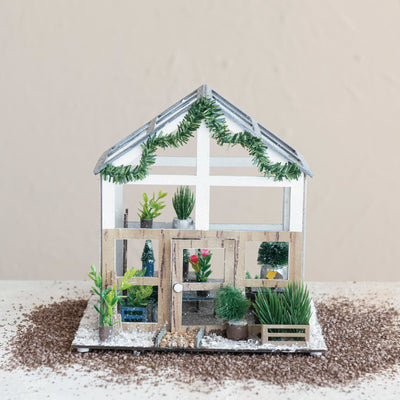 Paper Greenhouse w/ Garland & Plants