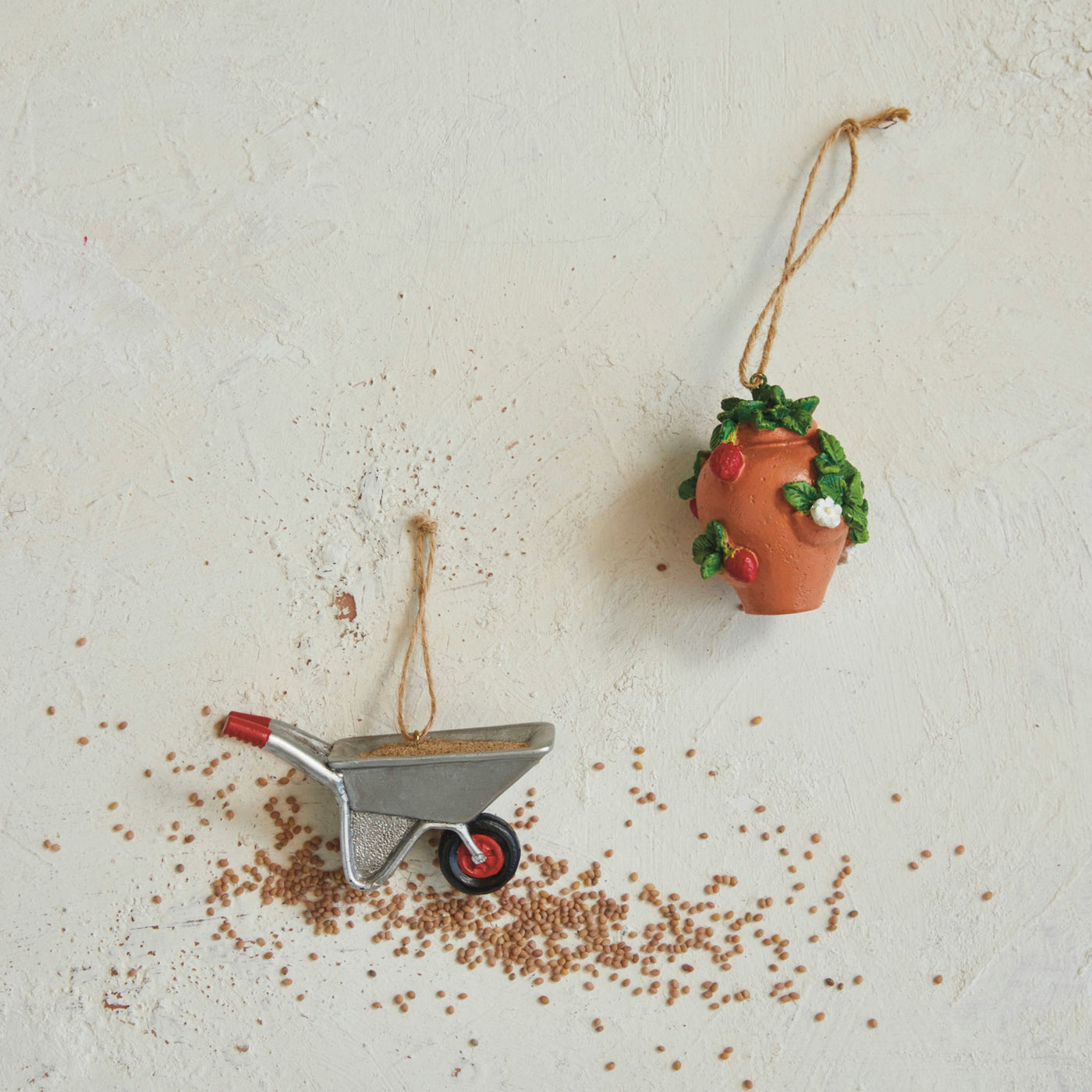 Resin Wheelbarrow Ornament