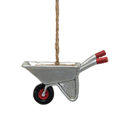 Resin Wheelbarrow Ornament