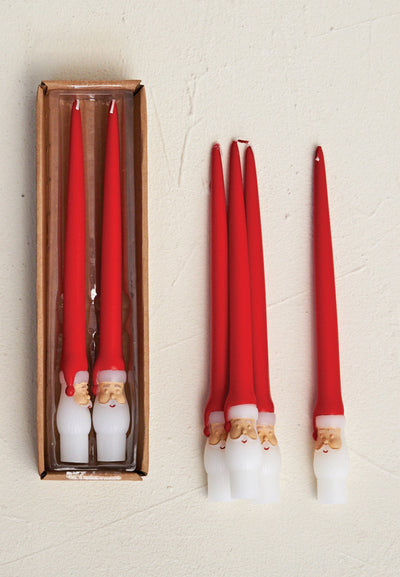 10"H Unscented Santa Taper Candles