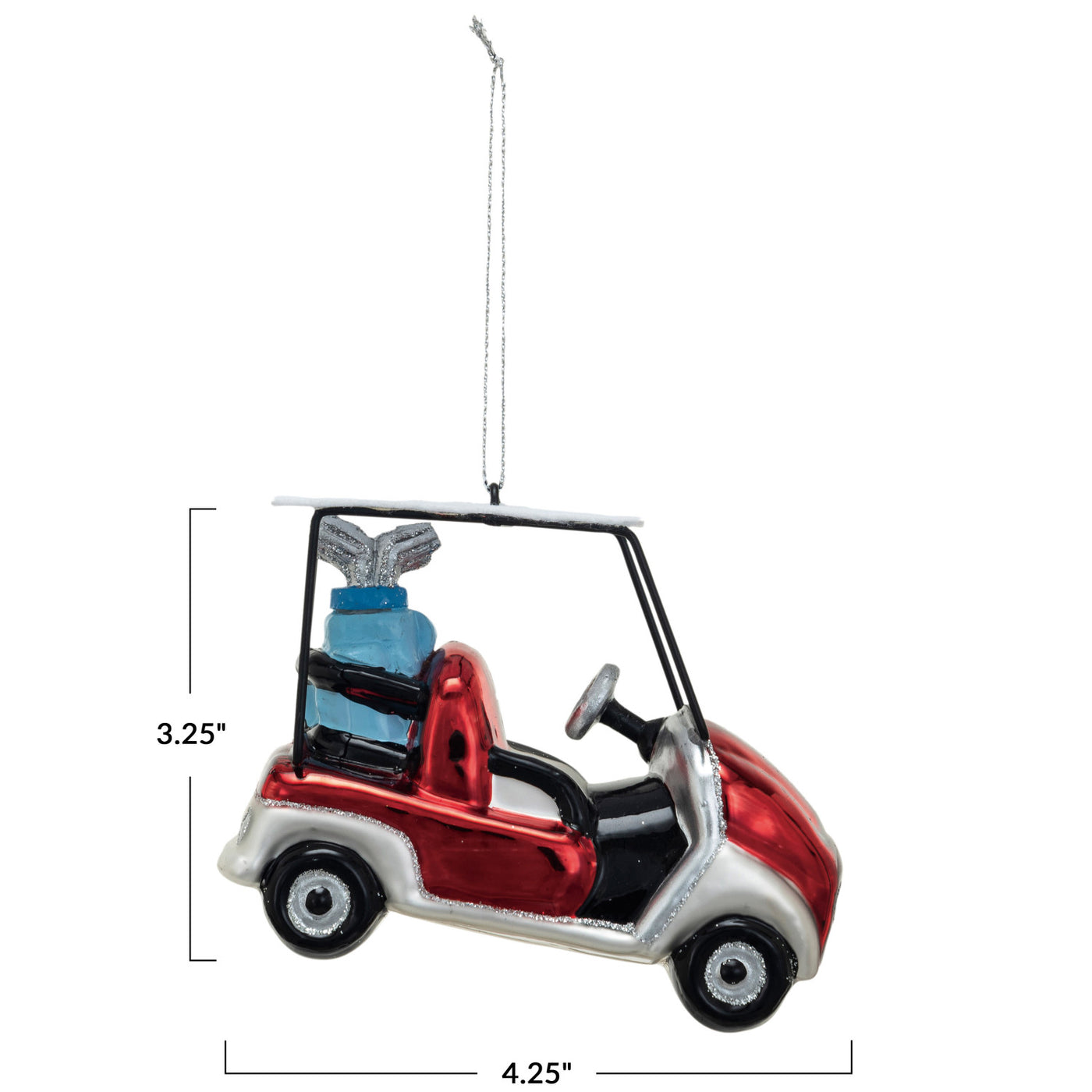 3"H Glass Golf Cart Ornament