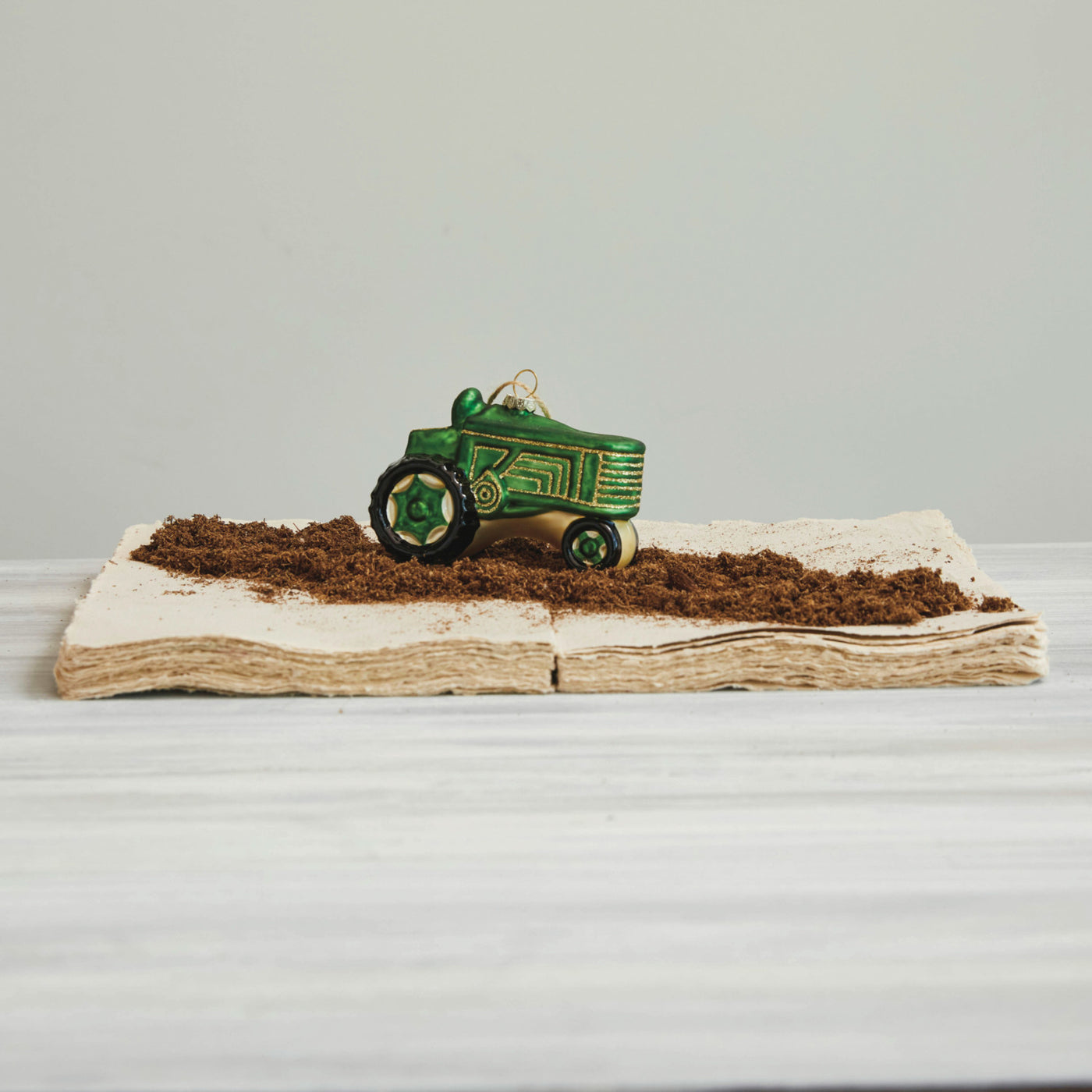 4-1/2"H Glass Tractor Ornament