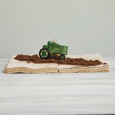 4-1/2"H Glass Tractor Ornament