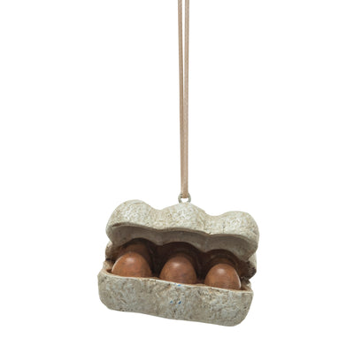 Resin Half-Dozen Eggs In Carton Ornament