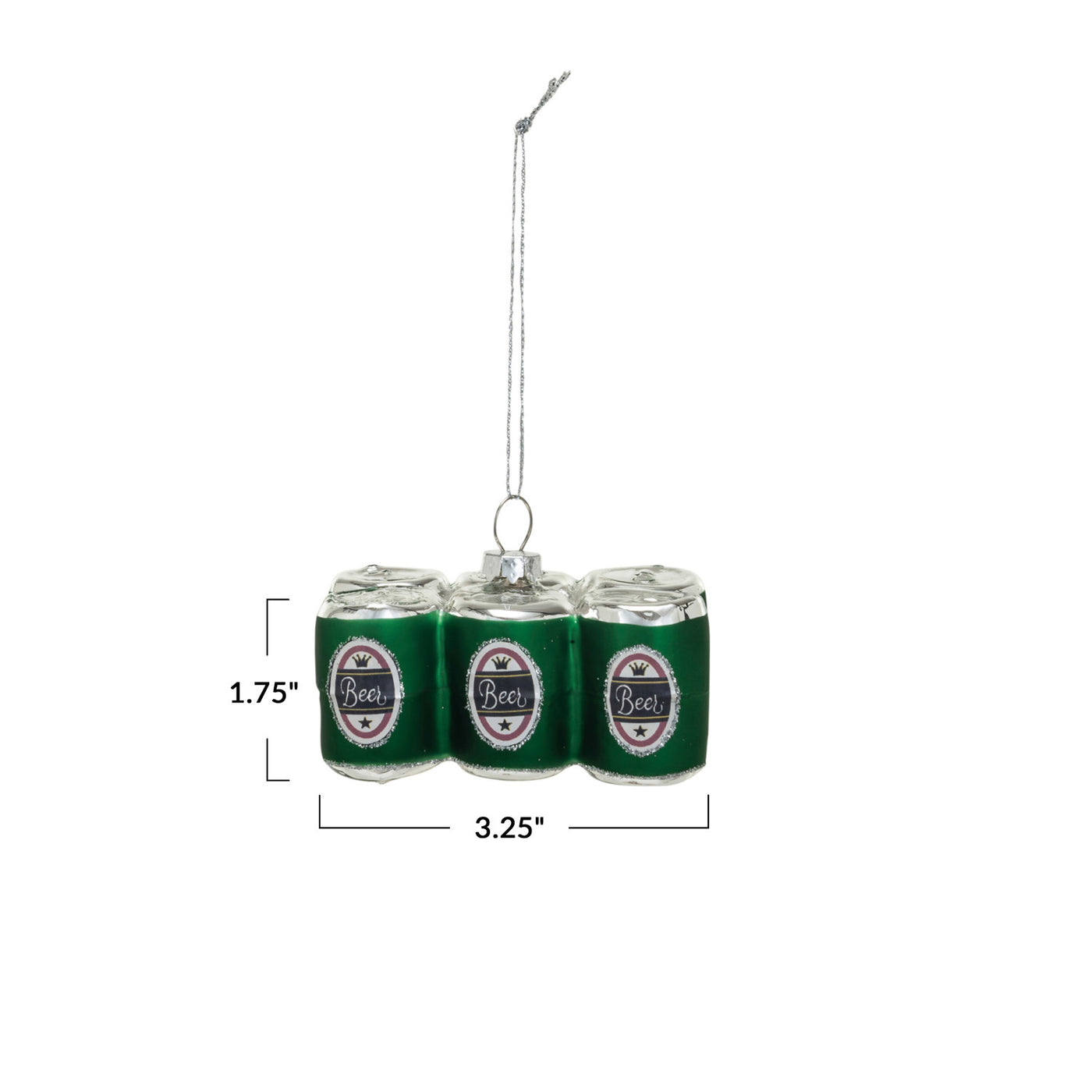 Glass Six Pack Ornament "Beer"