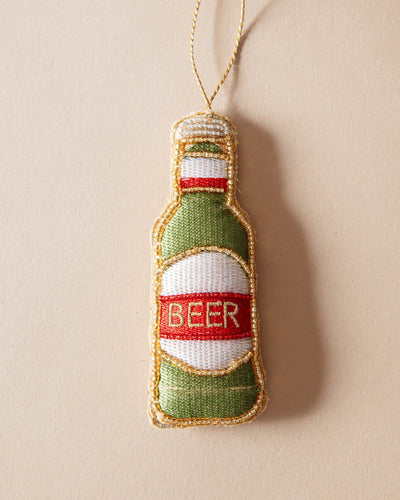 Embroidered "Beer" Bottle Ornament