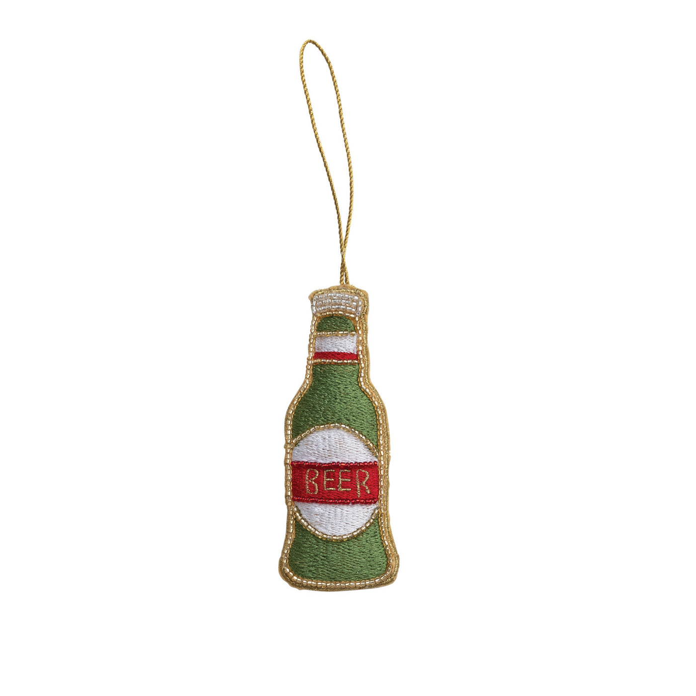 Embroidered "Beer" Bottle Ornament