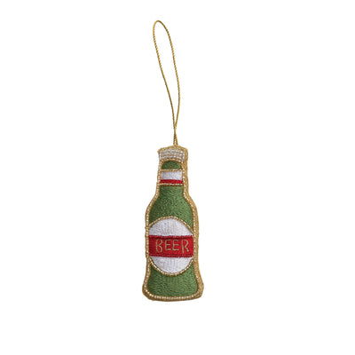 Embroidered "Beer" Bottle Ornament