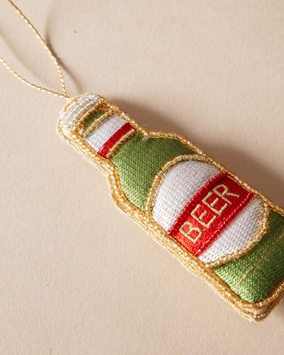 Embroidered "Beer" Bottle Ornament