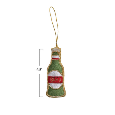 Embroidered "Beer" Bottle Ornament