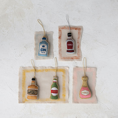 Embroidered "Beer" Bottle Ornament