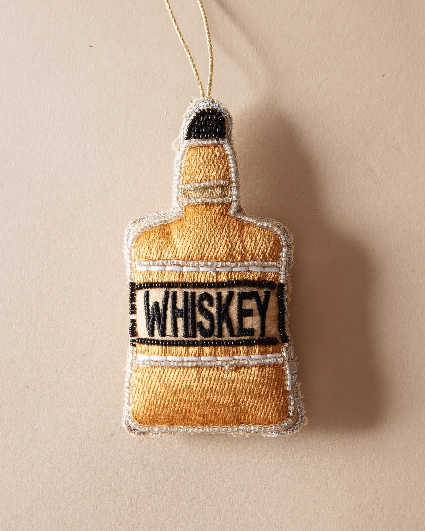 Embroidered "Whiskey" Bottle Ornament