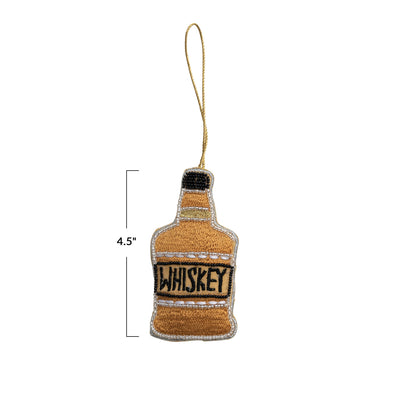 Embroidered "Whiskey" Bottle Ornament