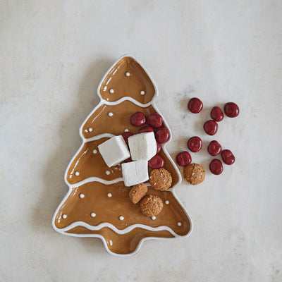 Ceramic Gingerbread Tree Shaped Platter