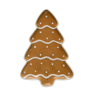 Ceramic Gingerbread Tree Shaped Platter