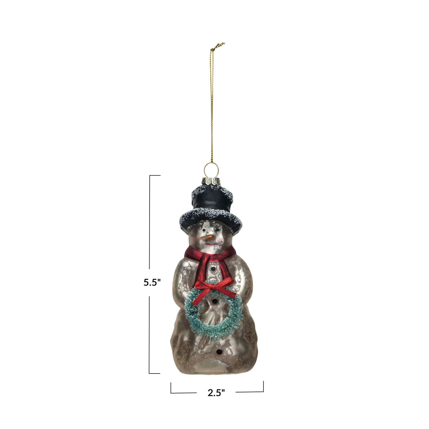 Mercury Glass Snowman Ornament