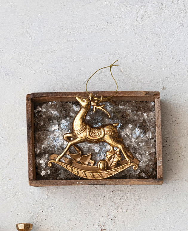 Resin Reindeer Ornament, Gold