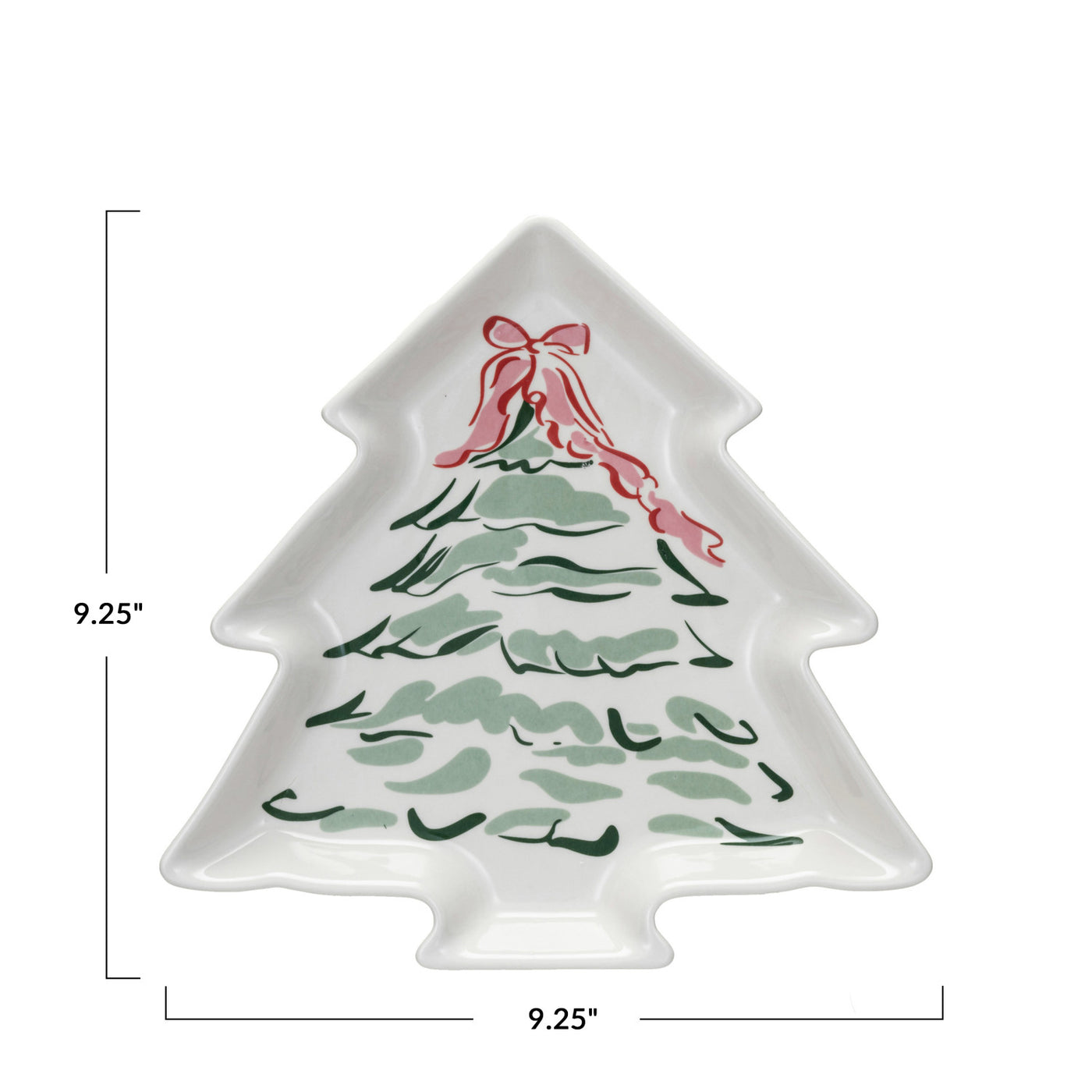 Stoneware Tree Shaped Plate w/ Christmas Tree