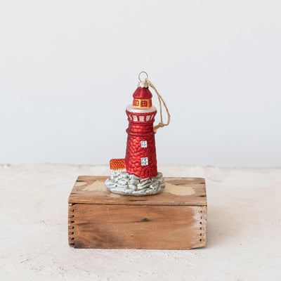 Glass Lighthouse Ornament