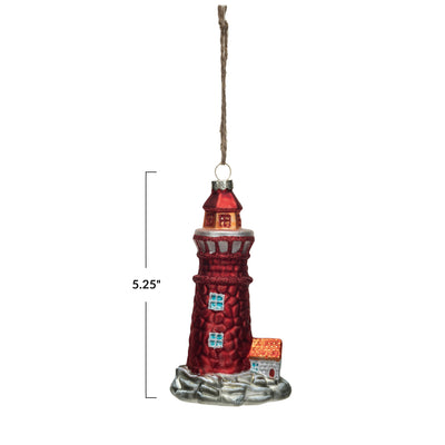 Glass Lighthouse Ornament