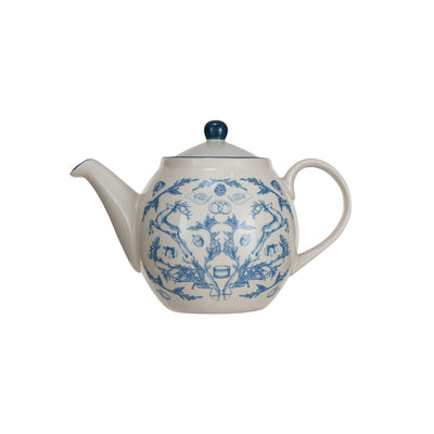 30 oz. Stoneware Teapot, Blue & Cream