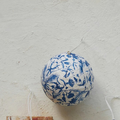 4"R Printed Paper Mache Ball Ornament