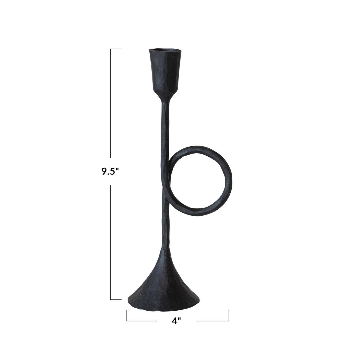 9"H Cast Iron Taper Holder, Black