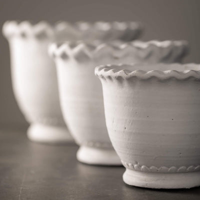 White Scalloped Edge Pot, 8"