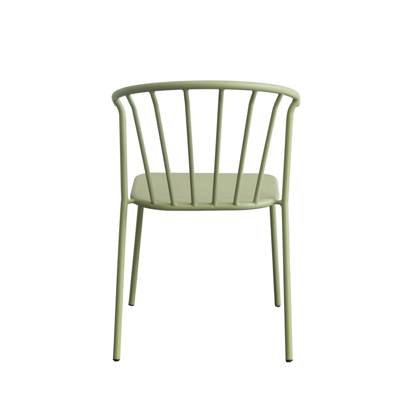 Metal Indoor/Outdoor Chair with Slatted Back, Green