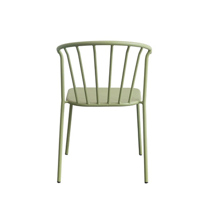 Metal Indoor/Outdoor Chair with Slatted Back, Green