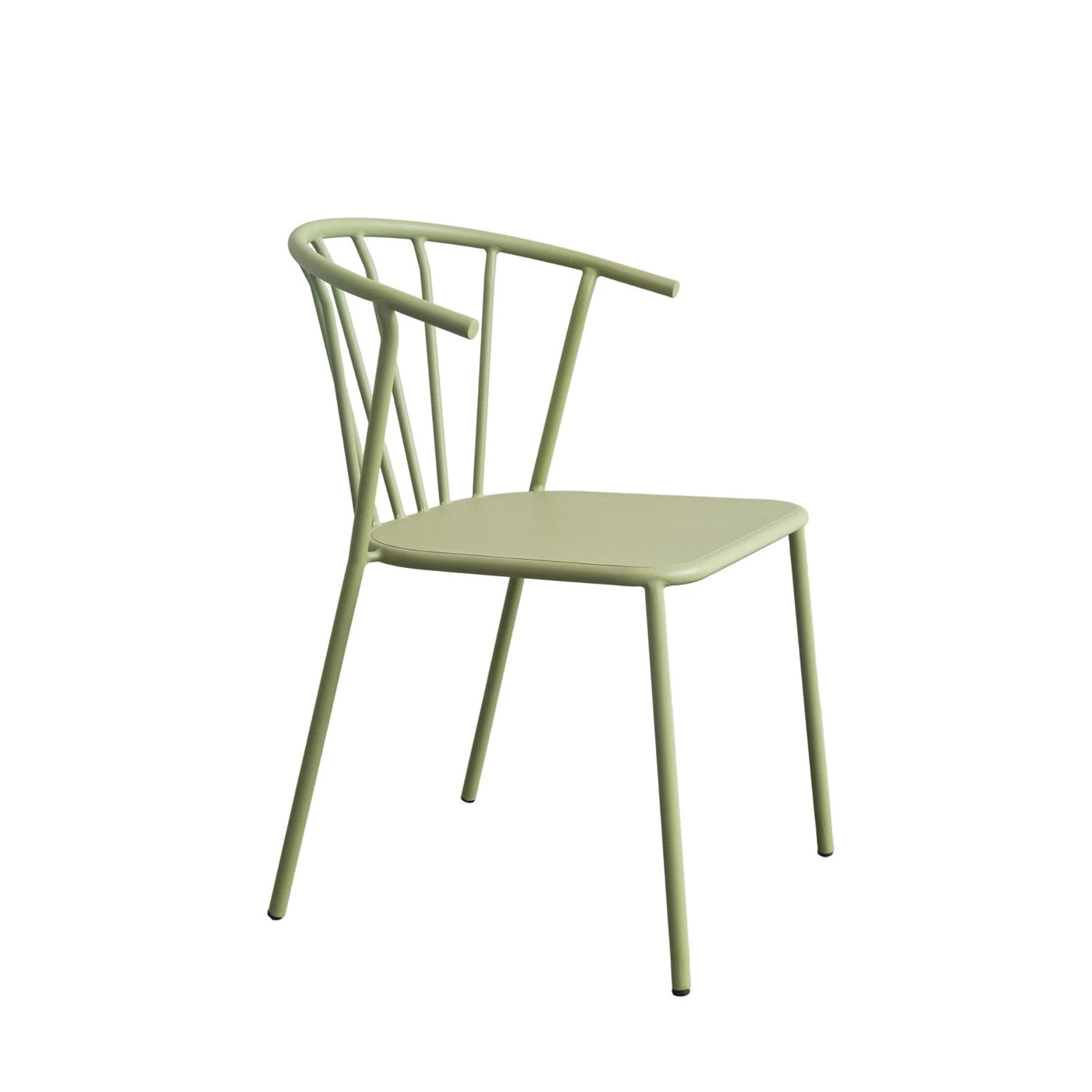 Metal Indoor/Outdoor Chair with Slatted Back, Green