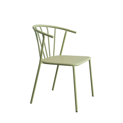 Metal Indoor/Outdoor Chair with Slatted Back, Green