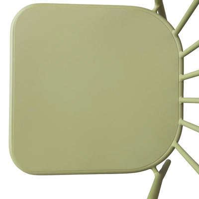 Metal Indoor/Outdoor Chair with Slatted Back, Green