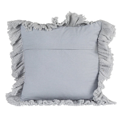 20" Square Cotton Double Cloth Pillow w/ Ruffled Edge