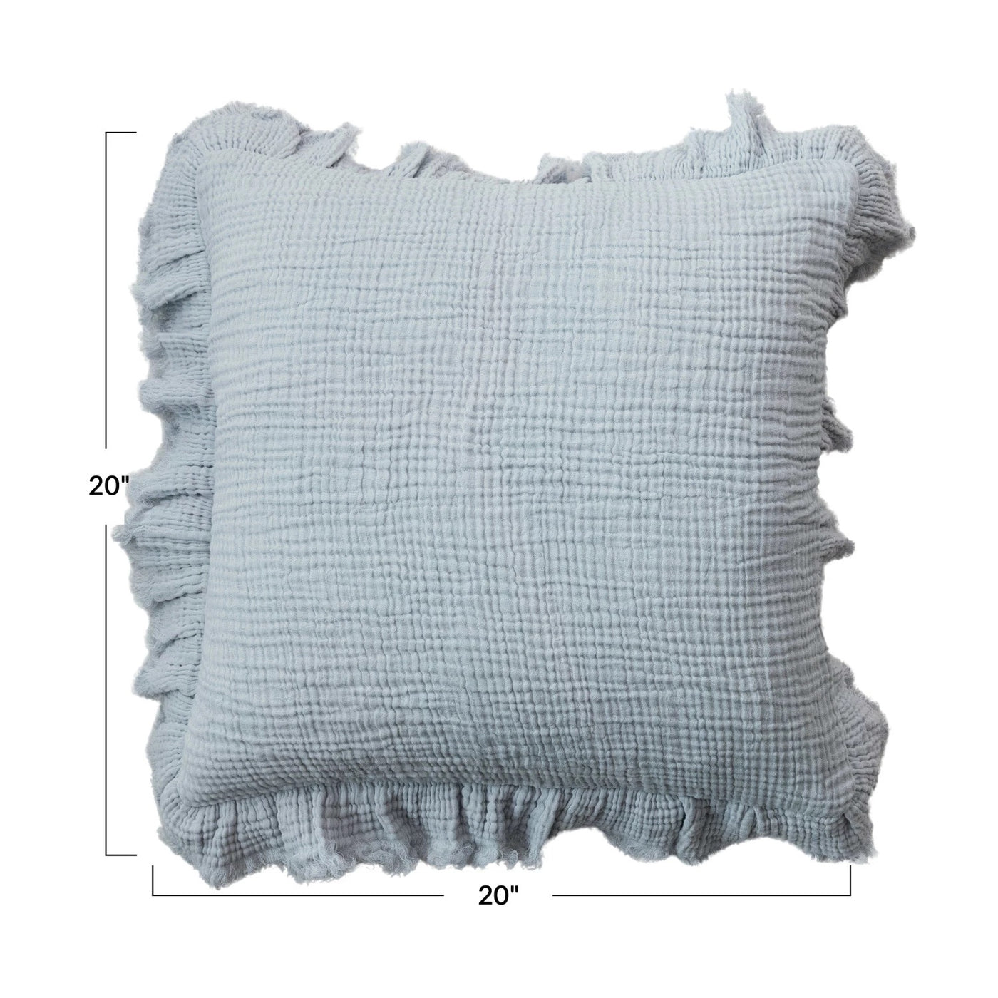 20" Square Cotton Double Cloth Pillow w/ Ruffled Edge