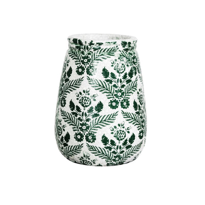 Green & White Terracotta Vase