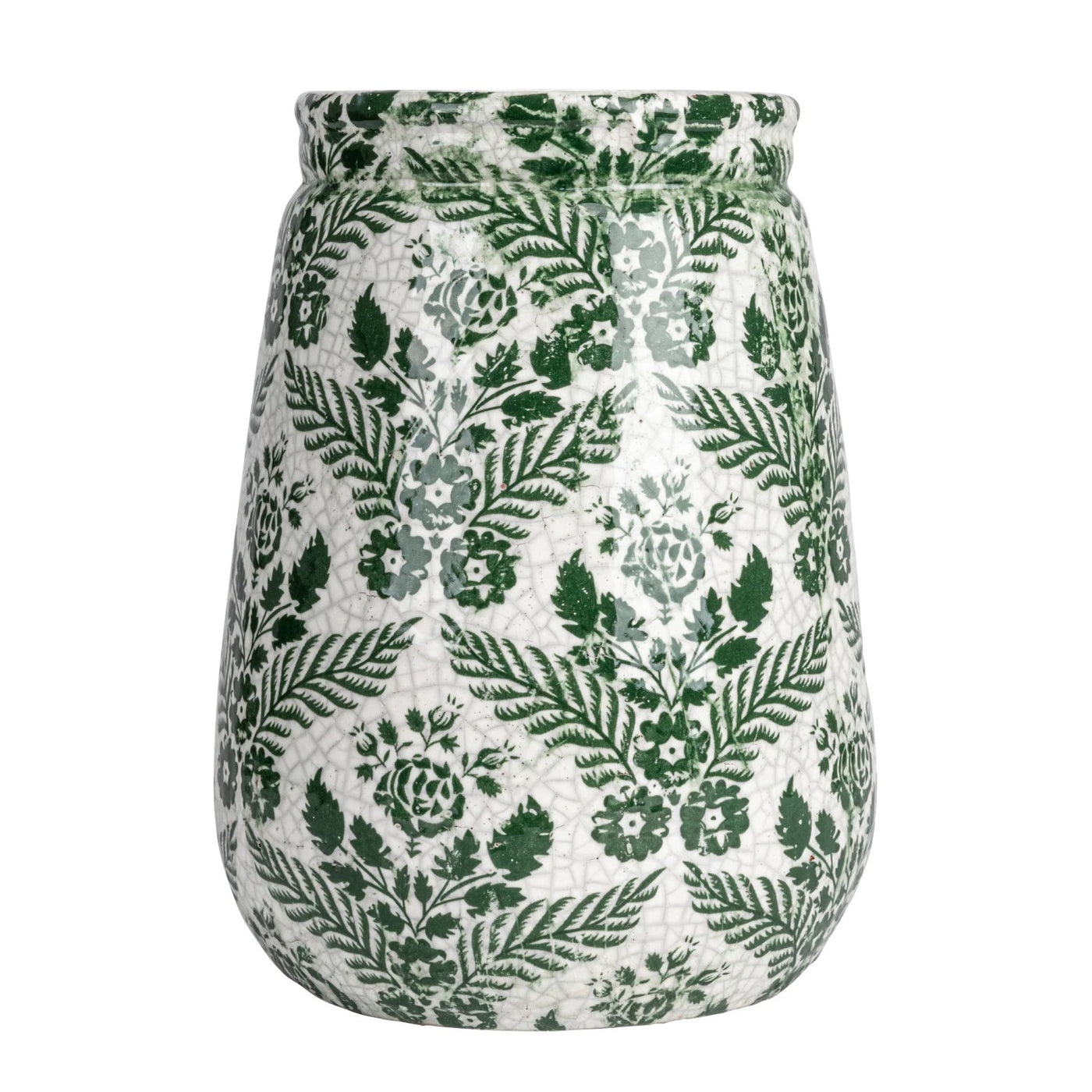 Green & White Terracotta Vase